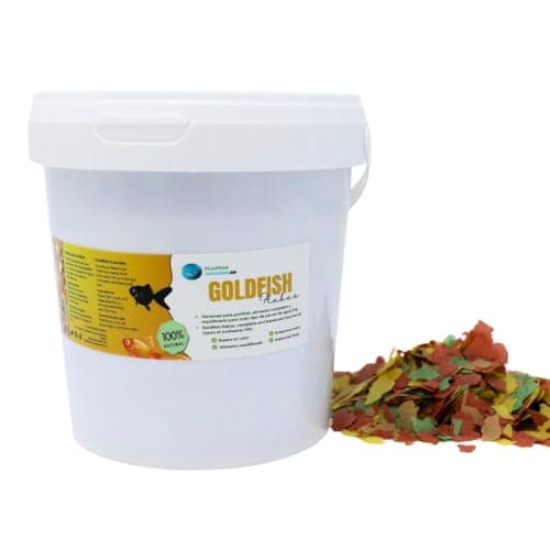 Goldfish Flakes Comida en Escamas para Peces de Agua fría, alimento Completo Natural, Dieta equilibrada para Todo Tipo de Peces de acuarios y Estanque de Agua fría, Plantasacuario 1000 ml