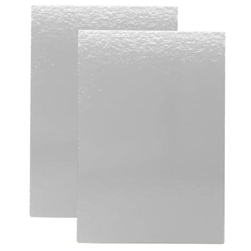 Bases para Tartas Rectangular 40x30 cm | Pack de 10 Plata | Grosor 1 mm | Soporte Expositor en Cartón para Bizcochos, Pasteles y Dulces | Plateado