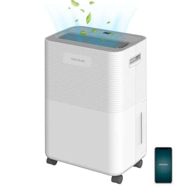 Cecotec Deshumidificador BigDry 8000 Expert Connected. 16 L/día, Depósito Extraíble de 2L, Control por Wifi, Función de Secado de Ropa y Temporizador 24 horas, Área de Cobertura de 30m2