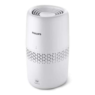 Humidificador Evaporativo Philips Serie 2000, Humidificación, 99.97% Menos Bacterias, Depósito de Agua de 2L, 190 ml/h, para Habitaciones de Hasta 31 m², Ultra Silencioso (32 dB), Blanco (HU2510/10)