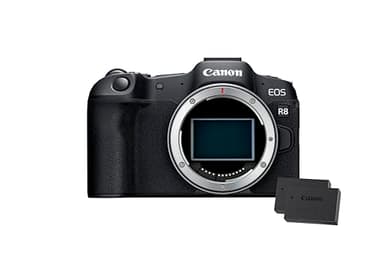 CANON EOS R8 Cámara Mirrorless Body, Cámara Evil Full Frame (24,2 MP) -6.5 EV, Vídeo 4K 60 fps, Dual Pixel CMOS AF II, Pantalla Táctil de Ángulo Variable, Negro - 2X Batería
