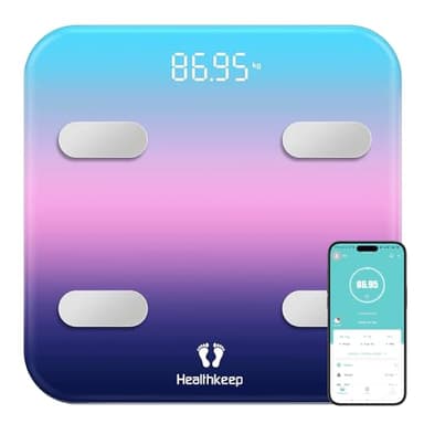 Báscula de grasa corporal, báscula conectada WiFi y Bluetooth Báscula personal de pantalla grande con 13 aplicaciones de análisis de composición corporal incluidas Capacidad 180 kg/400 lb, 31x31 cm