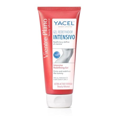 Yacel Vientre Plano, Gel Reductor Intensivo, Especial Quema Grasas de Abdomen, Alisa y Define El Vientre, Apto en Periodo de Lactancia, Rojo, 200 Mililitros