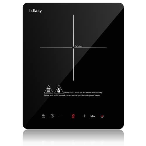 Placa de inducción portátil, placa de inducción eléctrica - (2000 W, autárquica, táctil, temporizador) - 1 zona