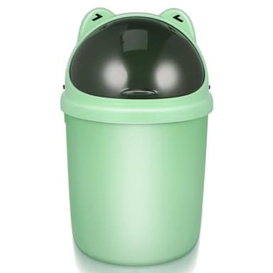 Ciieeo Mini Bote De Basura De Escritorio Con Forma De Rana Lindo Bote De Basura Con Tapa Abatible Papelera De Plástico Para Niños Pequeños Papelera De Reciclaje De Basura Para Baños