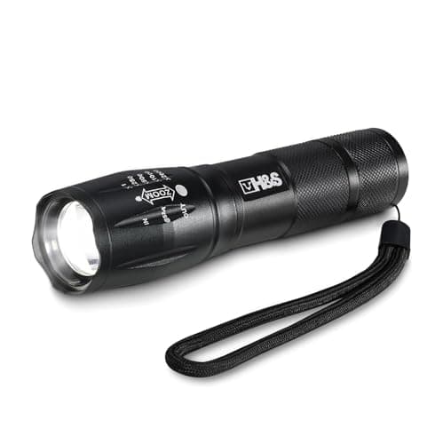 H&S Linterna Tactica Potente LED CREE T6 - Linternas Impermeables de Alta Potencia Militar con 5 Modos de Brillo - 3 Pilas AAA Incluidas