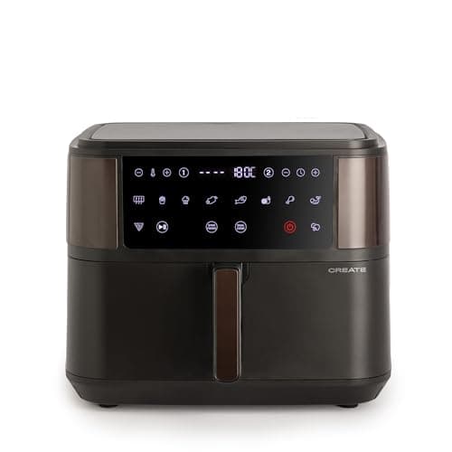 CREATE/FRYER AIR DUAL/Freidora sin aceite 10 L con separador negro/Capacidad 7-8 raciones, Panel de control táctil multifunción, Con divisor de alimentos, 10 programas preinstalados, 2400W