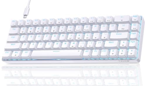 Dierya T68SE Teclado Mecánico Gaming Mini 60% Blue Switch Mechanical Keyboard con Retroiluminación LED,Cable USB-Type C,Teclado Ultra-Compacto 68 Teclas Anti-Fantasma US Layout para PC/Windows
