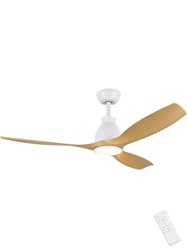 Newday Ventilador de Techo con Luz y Control Remoto Silencioso, 132cm Lampara Ventilador Techo Dormitorio, Ventilador de Techo Madera con LED Regulable Motor DC Para Sala de estar, Cocina