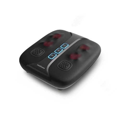 medisana LM 100 Masajeador para piernas y pies con función sacudida, masajeador Shiatsu para planta del pie con función calor, 2 placas vibratorias para favorecer el flujo linfático y circulación