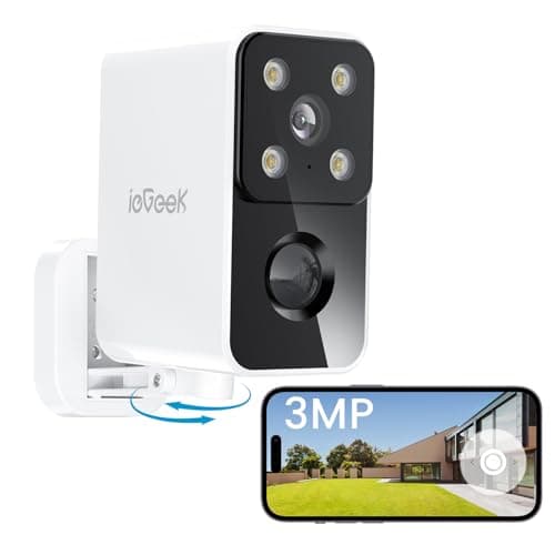 ieGeek 2K Camara Vigilancia WiFi Exterior/Interior, Panorámica de 180, Conexión WiFi6, AI Smart Detection, Cámara de Vigilancia sin Cables de 5200mAh, Almacenamiento Local/Nube, Compatible Alexa