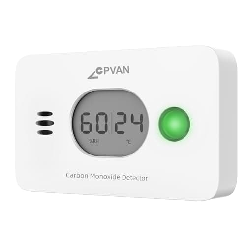 CPVAN Detector de Monóxido de Carbono 3 en 1, 10 Años CO Gas Alarma con Batería Reemplazable, Detector de CO con Temperatura y Humedad, Norma Europea EN50291