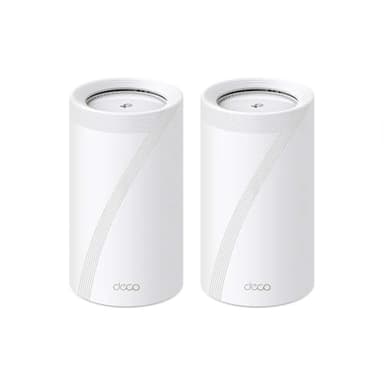 TP-Link Deco BE85(2-Pack) BE19000 Tri-Band Whole Home Mesh WiFi 7 System - 12-Stream 22 Gbps - 2× 10G + 2× 2 Puertos 2.5G Backhaul, 8 Antenas de Alta Ganancia - VPN, AI-Roaming, 4×4 MU-MI, HomeShield