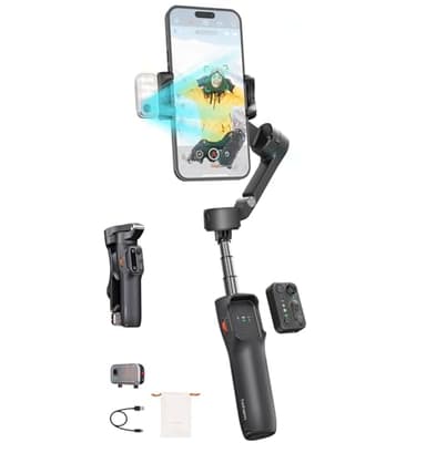 Hohem iSteady V3 Gimbal estabilizador para Smartphone, AI Tracker, luz de Relleno magnética, Control Remoto Desmontable, trípode Integrado con Barra de expansión, Mejorado