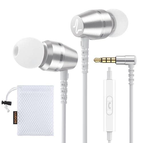 Ludos OMNITONE Auriculares In Ear con Cable y Microfono, 5 Años de Garantía, Auricular con Jack, Cascos Musica con Graves Potentes, para iPhone, iPad, Samsung, Xiaomi, Huawei, Gaming, Móvil - Blanco