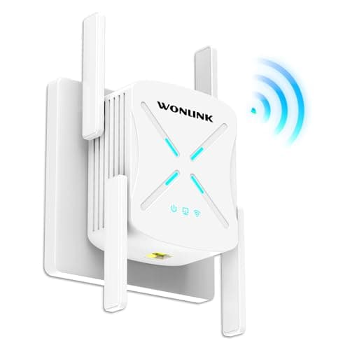 WONLINK Repetidor WiFi 6, Amplificador de Señal WiFi con Puerto Gigabit, AX1800 Extender WiFi Doble Banda 5GHz y 2.4GHz, Extensor de WiFi Compatible con Todos los Routers, 4 Antenas, para Casa/Oficina