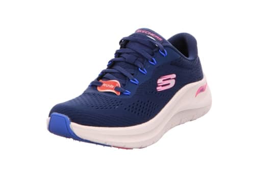 Skechers, Arch FIT 2.0 Big League Mujer, Malla Azul Marino Hot Pink Blue Trim, 41 EU