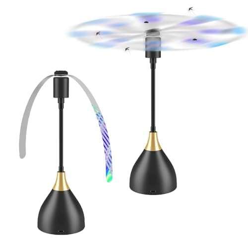 mizikuu 2PCS Ventilador Repelente de Mosca, Eléctrico Fly Repeller Ventiladores de Insectos Trampa de Mosca portátil Disfruta Tus Comidas para Jardín terraza al Aire Libre