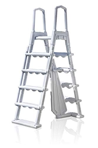 Gre L4PL - Escalera de Seguridad para Piscinas Elevadas - Plástico, Peldaños Antideslizantes y Sistema de Protección Infantil