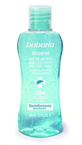 Babaria - Gel Hidroalcoholico Manos Mineral, Gel Hidroalcoholico Para El Bolso, Spray Desinfectante, Ácido hialurónico, Zinz y Magnesio, 50ml