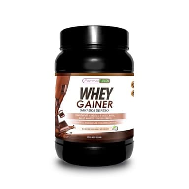 Farma Fusion Whey Gainer | Alto contenido en Carbohidratos con Whey Protein, Magnesio, Avena y Maca | Aumenta masa muscular, volumen y peso | Fácil digestión sabor chocolate | 1,5kg