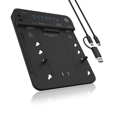 ICY BOX HDD/M.2 NVMe SSD Docking Station USB 3.2 Gen 2 (10 Gbps), estación de clonación y Lector de Discos Duros (SATA 2,5/3,5 Pulgadas y M.2 NVMe), Externo, Adaptador, USB-C y USB-A, IB-2913MCL-C31