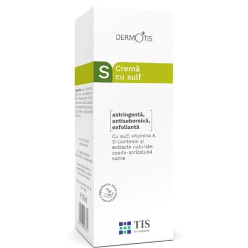 TIS 7% Sulphur Cream - Cuidado de la Piel grasa, Acnéica y Seborreica, Elimina las Escamas Seborreicas de la Piel, Propiedades Exfoliantes, Cara y Cuerpo, Unisex