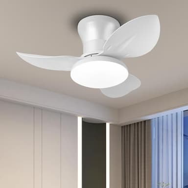 EKDADL 65CM 3 Aspas Ventilador de Techo con Luz y Mando DC Reversible Lampara Ventilador Techo Silencioso 6 Velocidades APP Inteligente Ventilador Techo con Luz y Mando a Distancia Dormitorio,Salon