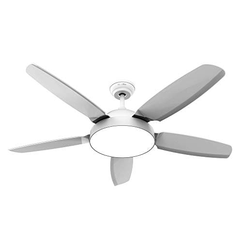 UNIVERSALBLUE - Ventilador de Techo con Luz - Ventilador Silencioso con Mando a distancia - 5 aspas - 3 velocidades - Color Blanco - Motor DC - Modo Invierno