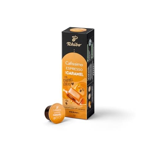 Tchibo Cafissimo Espresso Caramel - Cápsulas de café (10 unidades, con notas de caramelo), comercio sostenible y justo, edición flavoured