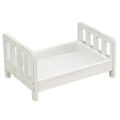 Props de fotografía de recién nacidos, fondo de cama de madera, fondo de fotos de bebé, cama de madera pequeña de bricolaje, cama extraíble, accesorios de accesorios de cuna de estudio, fondo de cama