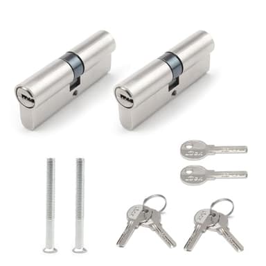 SHENGYIG Bombin Doble Embrague, 2 Piezas Bombin Cerradura, Cilindro de Doble Cerradura de 70 mm con 6 Llaves y Tornillos, Cerradura Seguridad, Cilindro de Aleación de Cerradura de Puerta