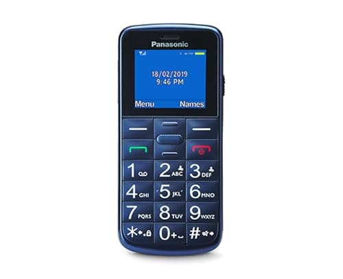 Panasonic KX-TU110EXC 2G, Teléfono Móvil Para Mayores, con Botón SOS, Llamada Prioritaria, Teléfono con Botones Grandes, Bluetooth, Linterna, Cámara, Azul
