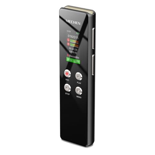 MECHEN Grabadora de Voz Digital portátil de 64 GB, grabación con un Solo Toque, Control por Voz, grabadora de Voz Digital portátil de 1536 kbps, USB C, para entrevistas, Clases, reuniones (V01-A)
