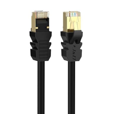 J&D Cat 8 Cable Ethernet 9 m, Alta Velocidad 40 Gbps 2000 Mhz con Conector RJ45 DORADO, Cable de Red Compatible con PC Gaming PS5 Xbox Módem Router 9 m