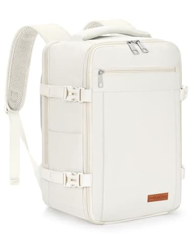 MOCOCITO Mochila Viaje Cabina Avion 40x20x25, Maletas de Viaje Cabina para Ryanair, Mochila Hombre Mujer Bolsa de Viaje Maletas Travel Backpack Equipaje de Mano Mochila Portatil, 20L (Blanco Marfil)