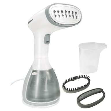 Jocca - Plancha de Vapor Vertical 1500W con Deposito 280ml, Sistema Antigoteo, Plancha de Viaje Compacta, Desinfeccion y Desodorizacion, Gris