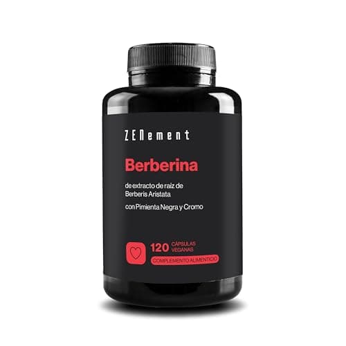 Berberina, de extracto de raíz de Berberis Aristata, 120 Cápsulas | con Pimienta Negra y Cromo | Extracto concentrado de Berberis aristata | Vegano, No GMO, Sin Gluten | Zenement