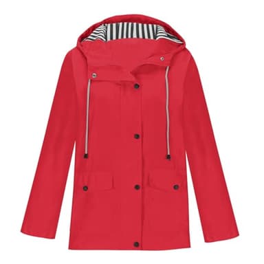 Chubasquero Mujer,Talla Grande Chaqueta a Prueba de Viento con Capucha Chaqueta Impermeable Mujer Transpirable con Bolsillos Cortavientos Ligeras con Cremallera Completa Chaqueta Mujer Exterior