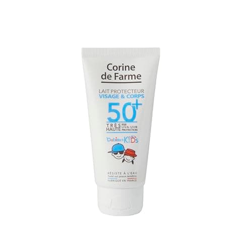 Corine de Farme - Leche Protectora Babies & Kids SPF50+ Bebés y Niños - Muy Alta Protección UVA y UVB - con Monoï de Tahití - Sin Perfume - Tamaño de Viaje 50ml