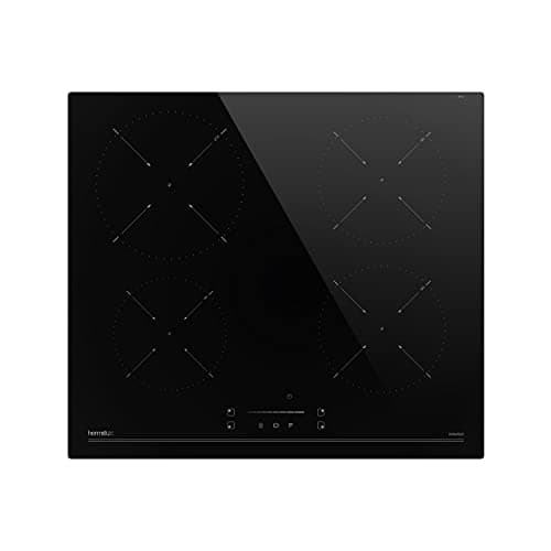 Hermitlux Placa de inducción 60cm, vitrocerámica encastre con 4 zonas de cocción, 9 niveles de potencia, apta para ollas de hierro y acero inoxidable, 7400W