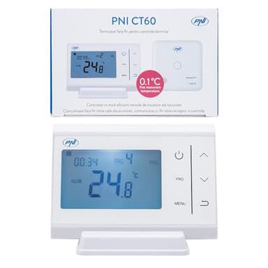 Termostato inalámbrico PNI CT60 para centrales térmicas, histéresis 0,1 Grados