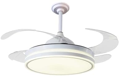 BEL AIR HOME - Ventilador de Techo - Motor DC 6 Velocidades - Aspas Retráctiles Silenciosas - Luz LED 36W 3 Temperaturas - Mando a Distancia, Blanco, Policarbonato