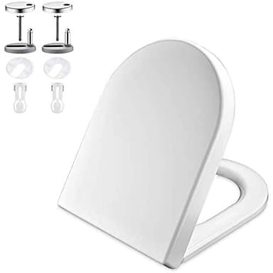 GRIFEMA G951 - Tapa WC, Asiento de Inodoro de Cierre Suave en Forma de D con Liberación Rápida para una Fácil Limpieza, Blanco, Tamaño Uno [Exclusivo en Amazon]