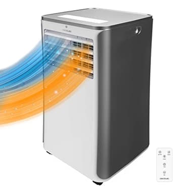 Cecotec Aire Acondicionado Portátil con Mando a Distancia y Bomba de Calor ForceClima 9400 Soundless Heating. 9000 BTU, Pantalla LED, 5 Modos, Deshumidificación, Cobertura 20 m2