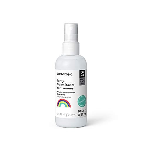 Suavinex, Spray Para Manos Niños y Familia. Solución hidroalcohólica. Sin aclarado, 100 ml, El embalaje puede variar