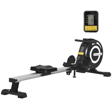 HOMCOM Máquina de Remo Plegable Remo para Casa con 8 Niveles de Resistencia Magnética Volante de 4kg Monitor LCD Silencioso Carga 120kg para Fitness Entrenamiento Hogar 185x58x57 cm Negro y Plata