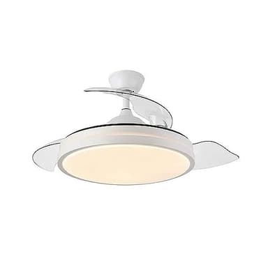 FABRILAMP Ventilador DC 72W 6120lm Blanco 3 Aspas Desplegables, Control Remoto, Temporizador, Memoria - Ideal para refrescar espacios.