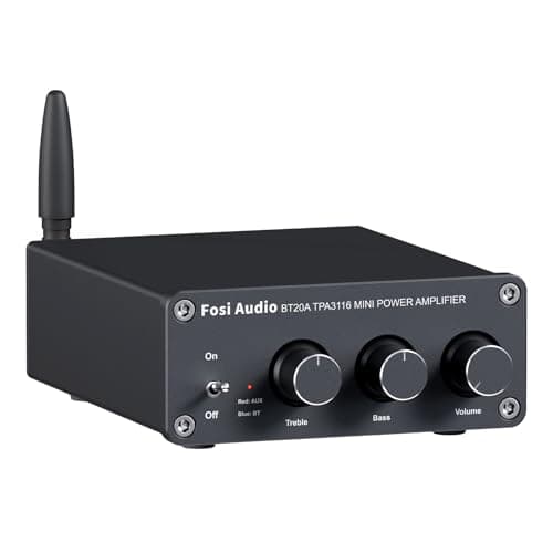 Fosi Audio BT20A Amplificador Bluetooth, 100W x 2 Mini Stereo 2CH Amp Clase D, con chips TPA3116 y Controles de Agudos de Graves para Audio Doméstico Altavoces de Escritorio Pasivos al aire Libre