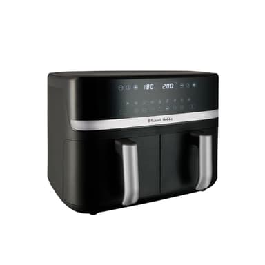 Russell Hobbs freidora de aire, freidora sin aceite, doble cesta 9 l, Air Fryer, ruido reducido, 9 programas, Rapid Air, máx. 200 °C, táctil, cestos aptos para lavavajillas, 2800 W, Satisfry 27681-56